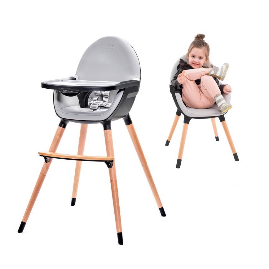 KINDERKRAFT - Højstol FINI grå/sort