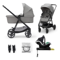 KINDERKRAFT - Kombineret 4-i-1 klapvogn NEWLY Classic grå + MINK PRO autostol med ISOFIX base