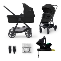 KINDERKRAFT - Kombineret 4-i-1 klapvogn NEWLY Classic sort + MINK PRO autostol med ISOFIX base