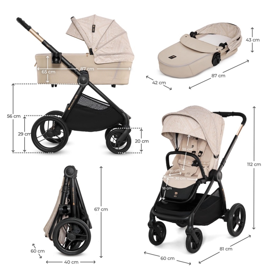 KINDERKRAFT - Kombineret barnevogn 2-i-1 NEA 2 Dune Whisper Bizuu