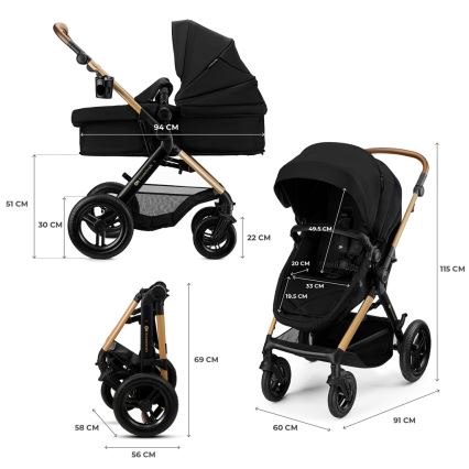 KINDERKRAFT - Kombineret klapvogn 3-i-1 MOOV 2 XL Air Black
