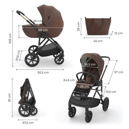 KINDERKRAFT - Kombivogn 3-i-1 PRIME 3 Velvet Mocca
