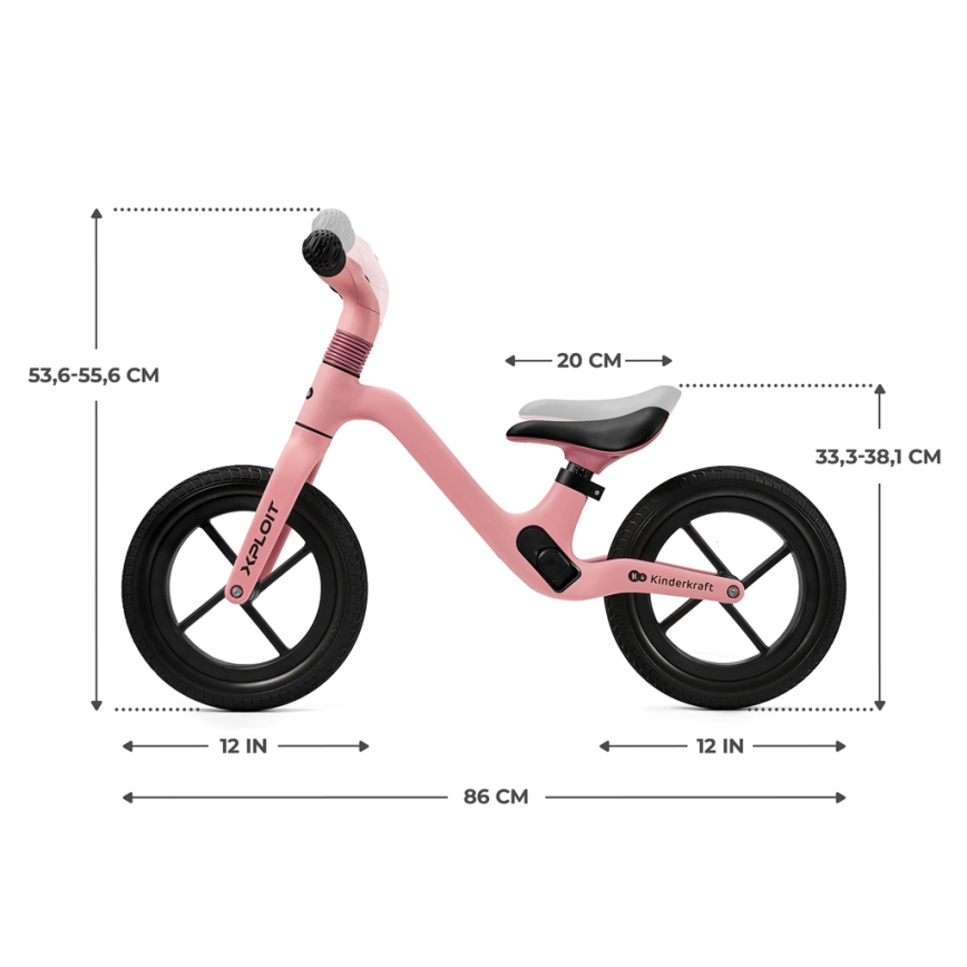 KINDERKRAFT - Løbecykel XPLOIT Bubblegum lyserød