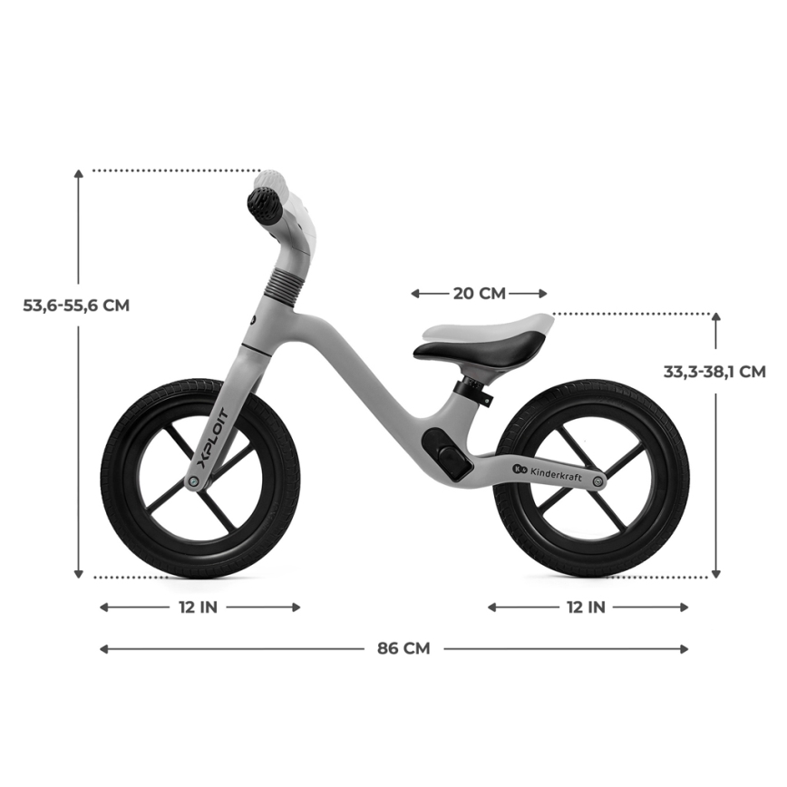 KINDERKRAFT - Løbecykel XPLOIT Moonstone sølvfarvet