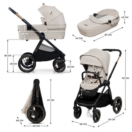 KINDERKRAFT - Multifunktionel barnevogn 2-i-1 NEA 2 beige