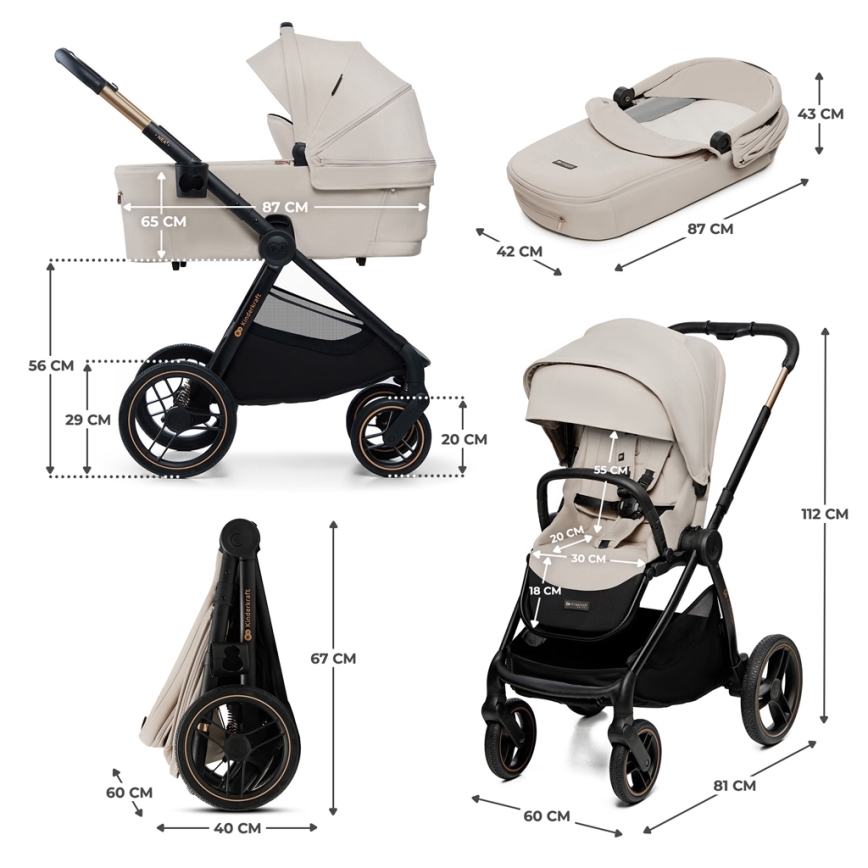 KINDERKRAFT - Multifunktionel barnevogn 2-i-1 NEA 2 beige