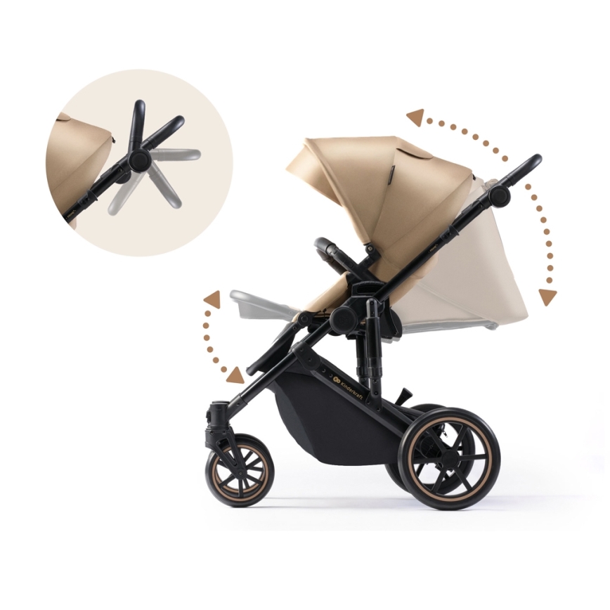 KINDERKRAFT - Multifunktionel barnevogn 2-i-1 PRIME 2 beige
