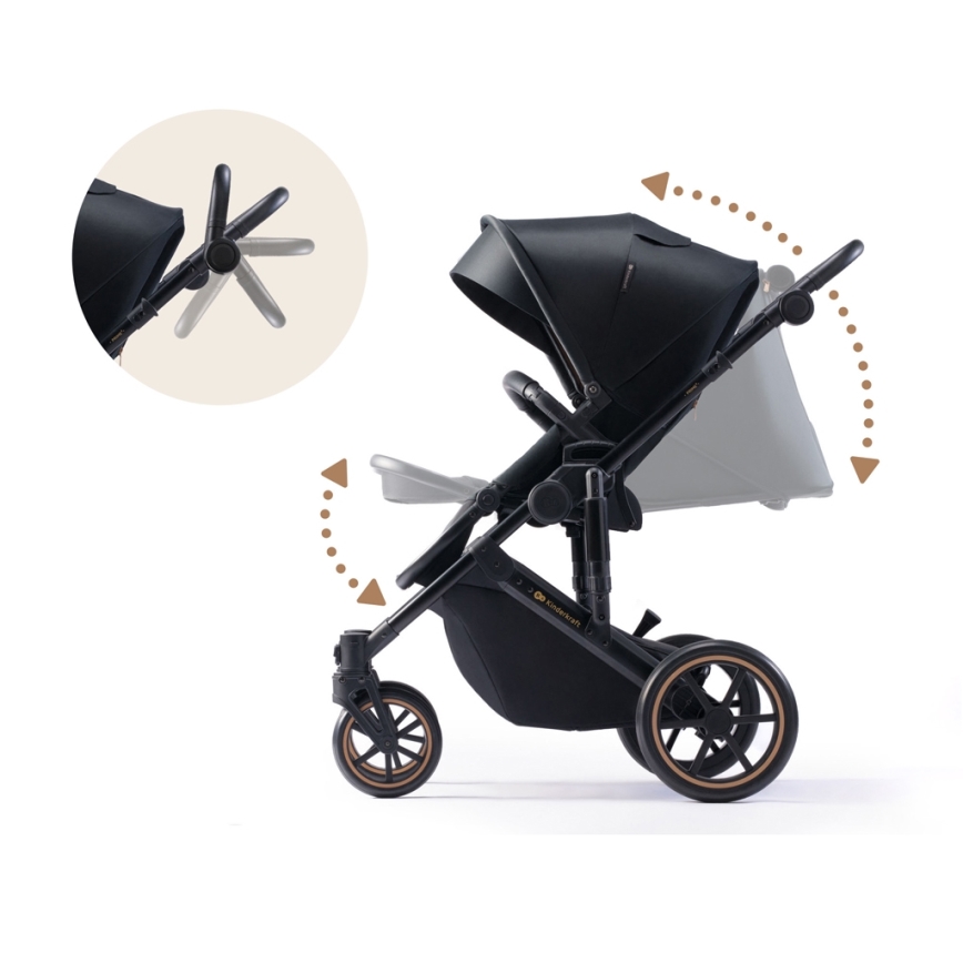 KINDERKRAFT - Multifunktionel barnevogn 2-i-1 PRIME 2 sort
