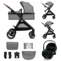 KINDERKRAFT - Multifunktionel barnevogn 3-i-1 ESME Moonlight grå + autostol MINK PRO