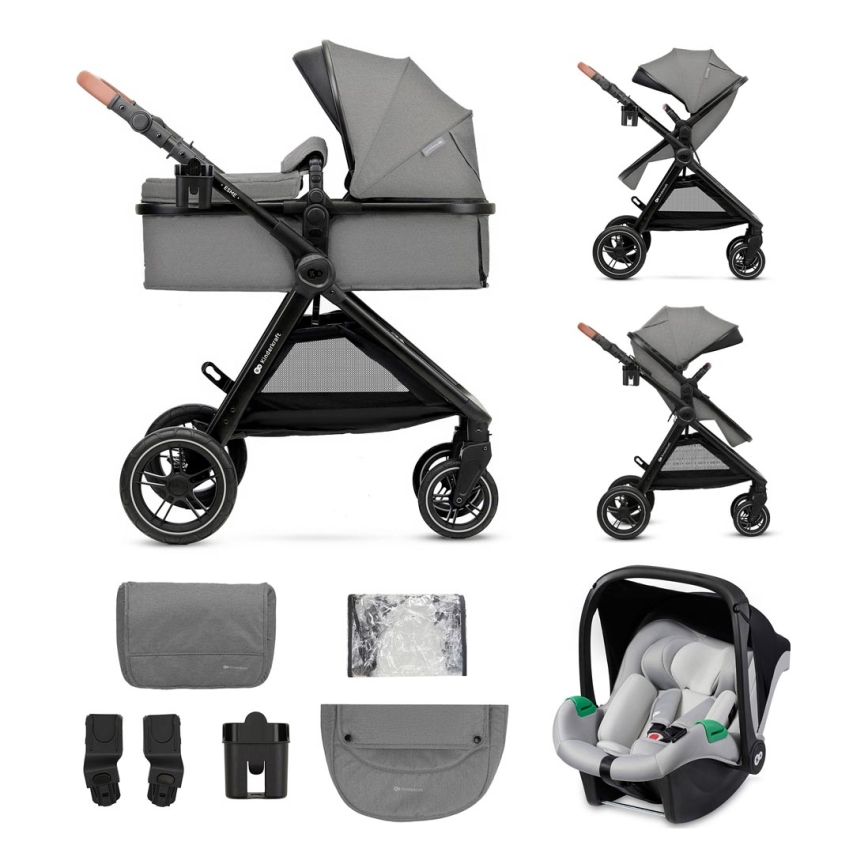 KINDERKRAFT - Multifunktionel barnevogn 3-i-1 ESME Moonlight grå + autostol MINK PRO