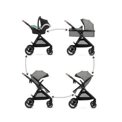 KINDERKRAFT - Multifunktionel barnevogn 3-i-1 ESME Moonlight grå + autostol MINK PRO