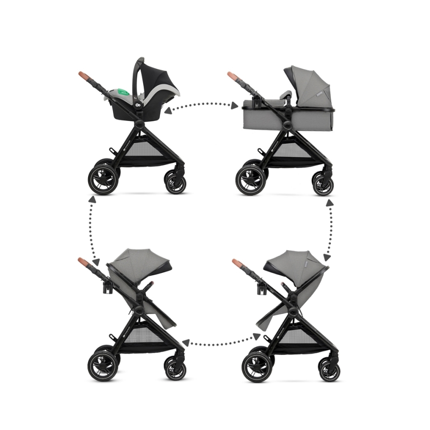 KINDERKRAFT - Multifunktionel barnevogn 3-i-1 ESME Moonlight grå + autostol MINK PRO
