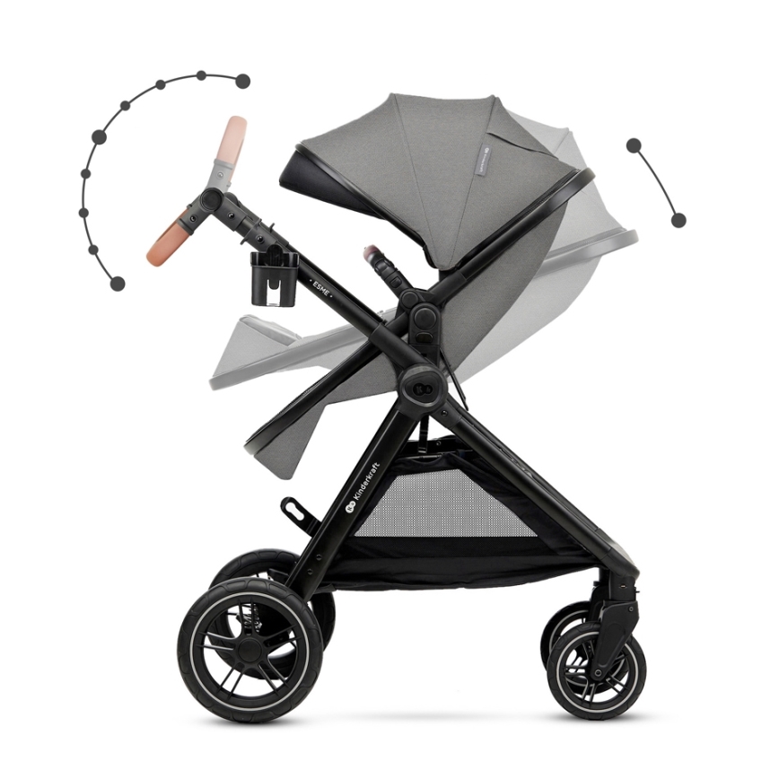 KINDERKRAFT - Multifunktionel barnevogn 3-i-1 ESME Moonlight grå + autostol MINK PRO