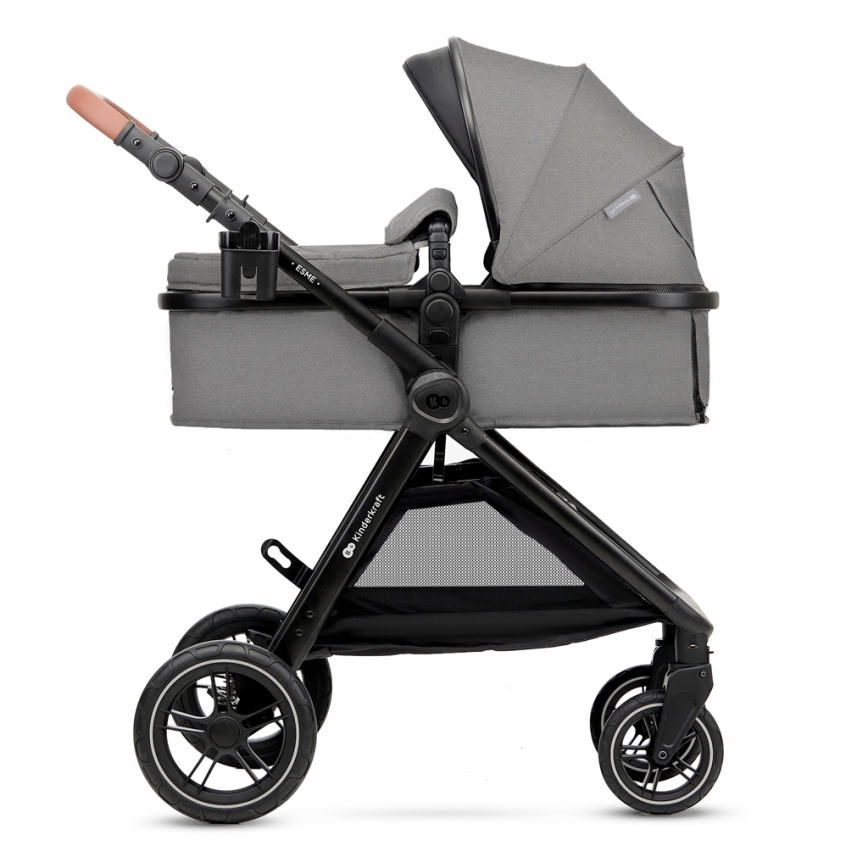 KINDERKRAFT - Multifunktionel barnevogn 3-i-1 ESME Moonlight grå + autostol MINK PRO