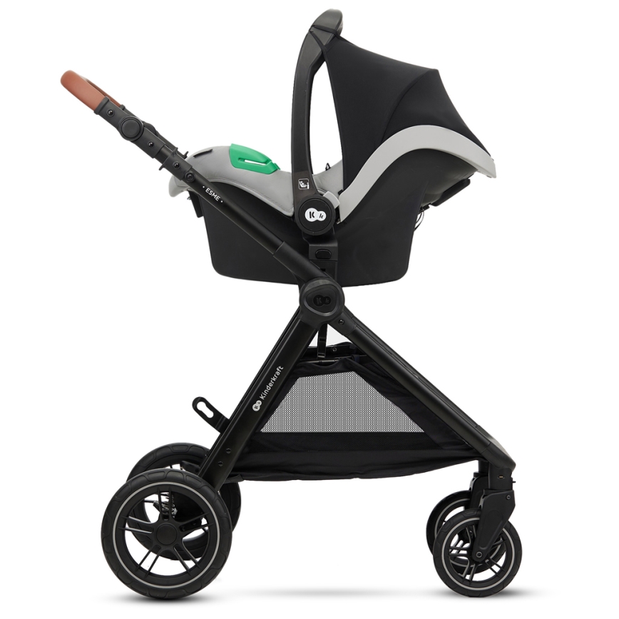 KINDERKRAFT - Multifunktionel barnevogn 3-i-1 ESME Moonlight grå + autostol MINK PRO