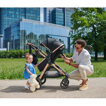 KINDERKRAFT - Multifunktionel barnevogn 3-i-1 ESME Pure sort + autostol MINK PRO