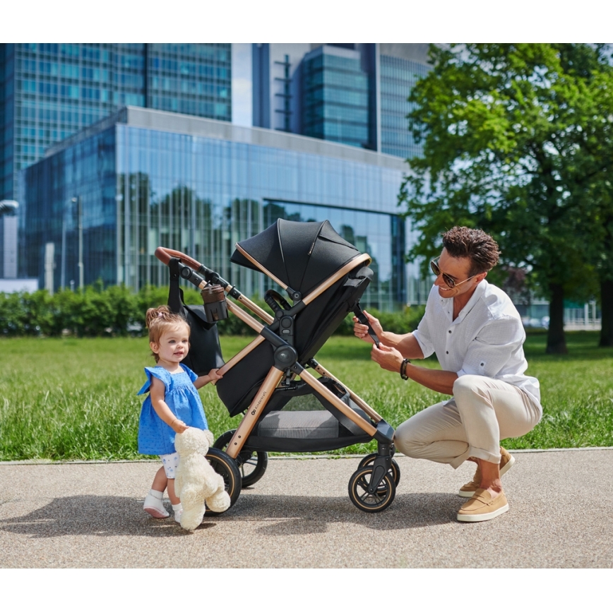 KINDERKRAFT - Multifunktionel barnevogn 3-i-1 ESME Pure sort + autostol MINK PRO
