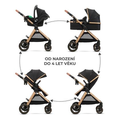 KINDERKRAFT - Multifunktionel barnevogn 3-i-1 ESME Pure sort + autostol MINK PRO