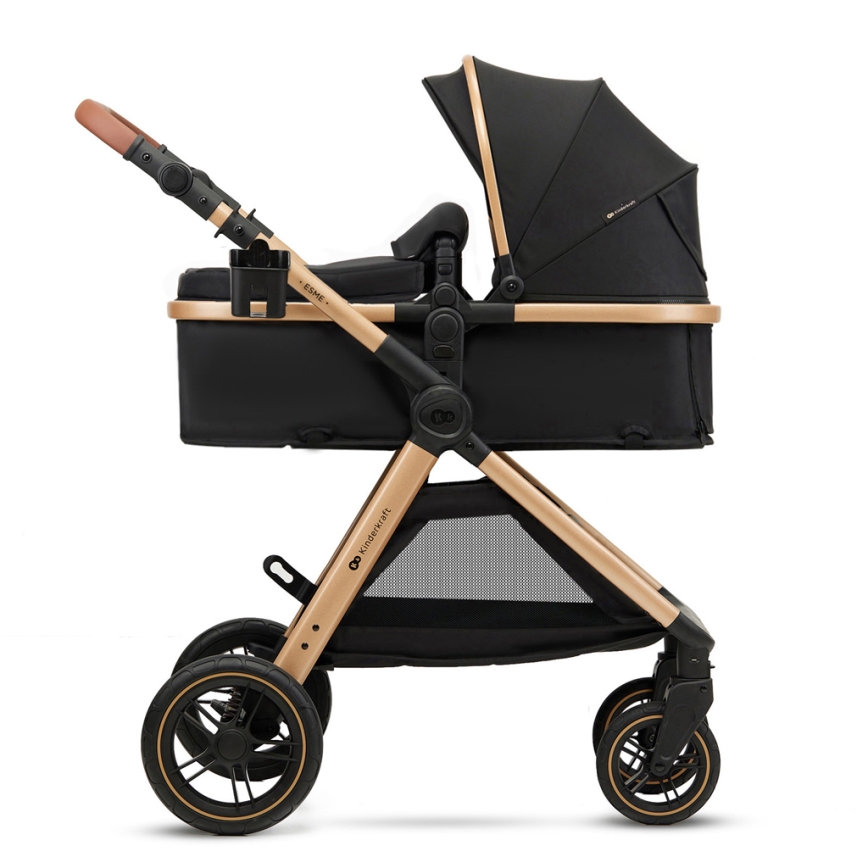 KINDERKRAFT - Multifunktionel barnevogn 3-i-1 ESME Pure sort + autostol MINK PRO