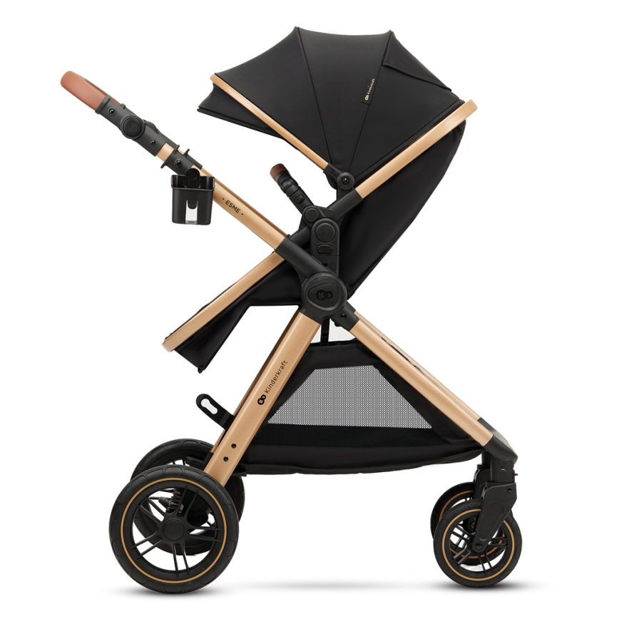 KINDERKRAFT - Multifunktionel barnevogn 3-i-1 ESME Pure sort + autostol MINK PRO