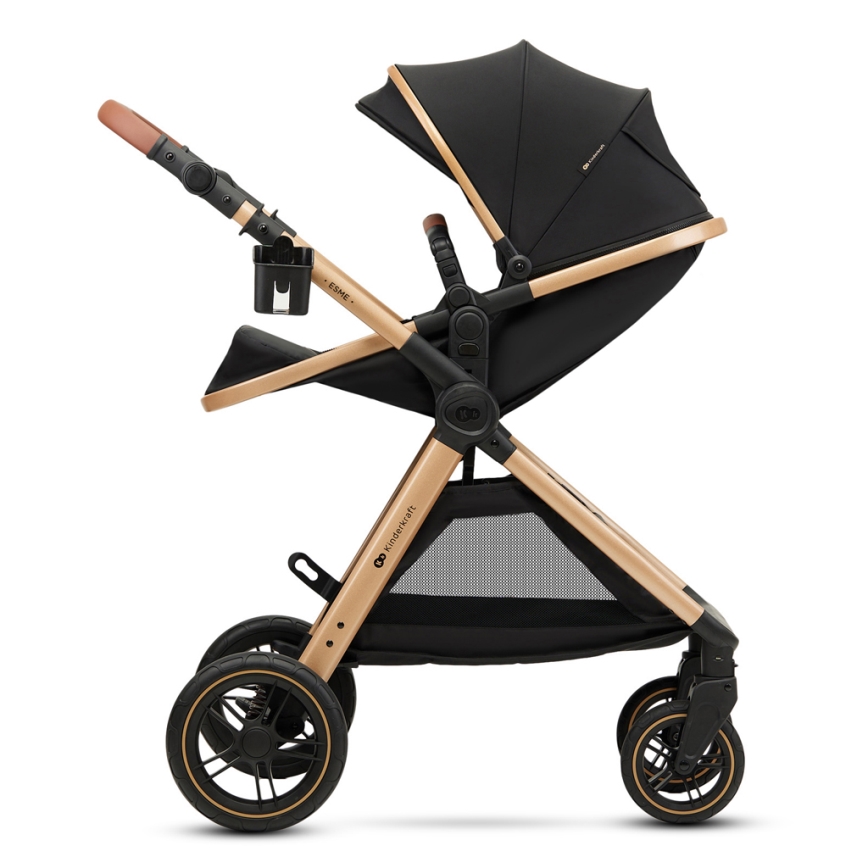 KINDERKRAFT - Multifunktionel barnevogn 3-i-1 ESME Pure sort + autostol MINK PRO
