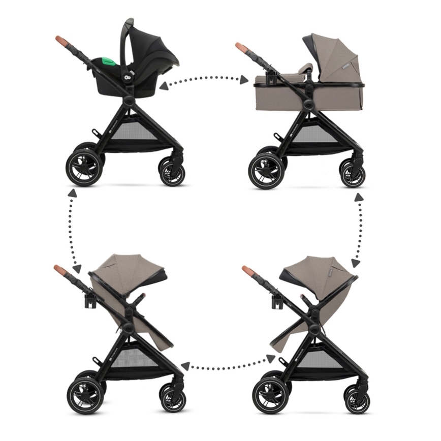 KINDERKRAFT - Multifunktionel barnevogn 3-i-1 ESME Sandbeige + autostol MINK PRO