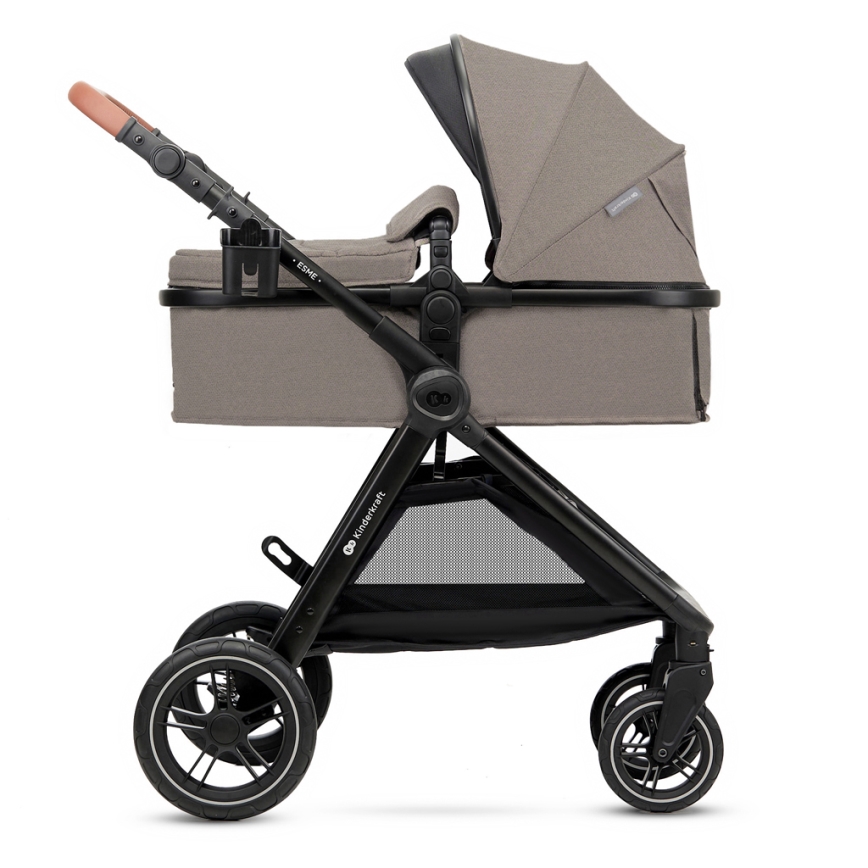 KINDERKRAFT - Multifunktionel barnevogn 3-i-1 ESME Sandbeige + autostol MINK PRO