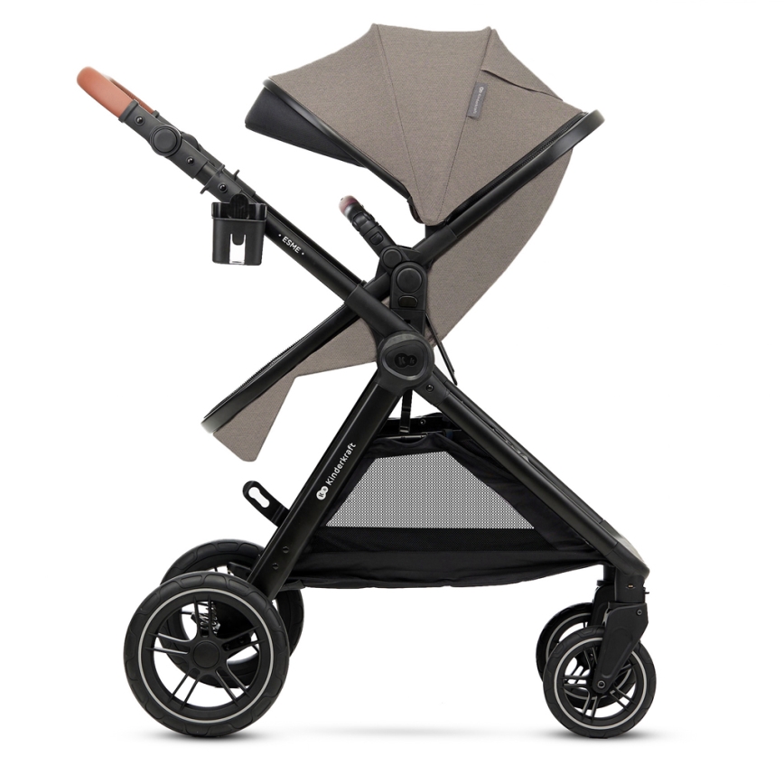 KINDERKRAFT - Multifunktionel barnevogn 3-i-1 ESME Sandbeige + autostol MINK PRO
