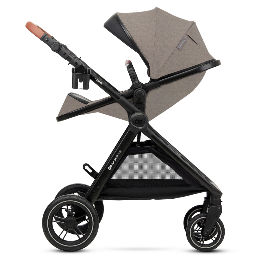 KINDERKRAFT - Multifunktionel barnevogn 3-i-1 ESME Sandbeige + autostol MINK PRO