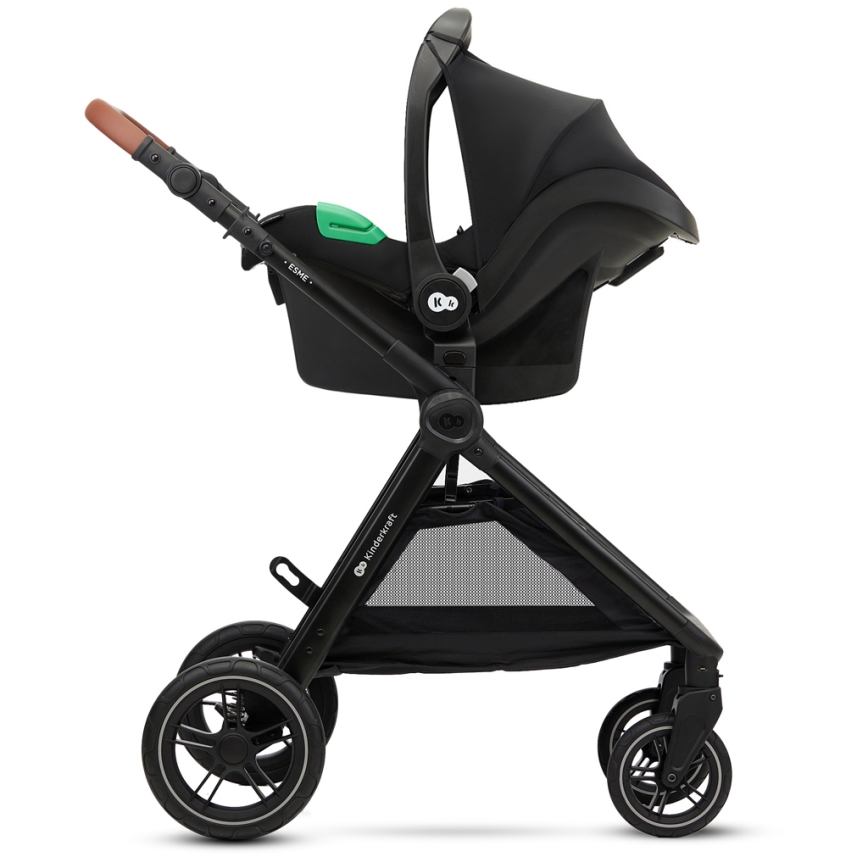 KINDERKRAFT - Multifunktionel barnevogn 3-i-1 ESME Sandbeige + autostol MINK PRO