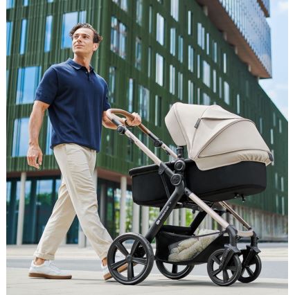 KINDERKRAFT - Multifunktionel barnevogn 3-i-1 MOOV 2 AIR Moonlight grå + autostol MINK PRO