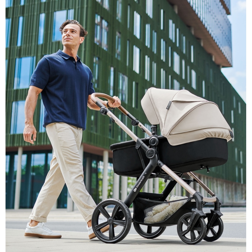 KINDERKRAFT - Multifunktionel barnevogn 3-i-1 MOOV 2 AIR Moonlight grå + autostol MINK PRO