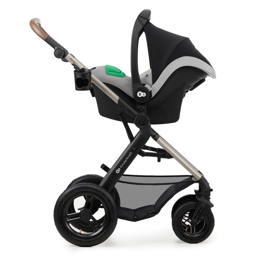 KINDERKRAFT - Multifunktionel barnevogn 3-i-1 MOOV 2 AIR Moonlight grå + autostol MINK PRO