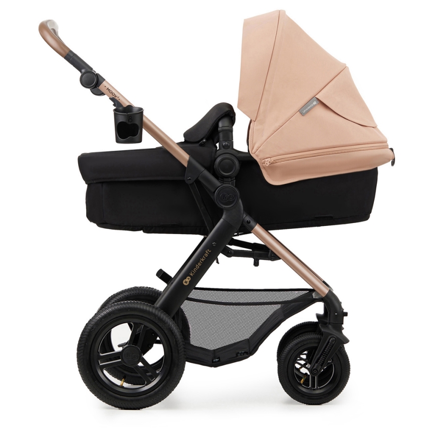 KINDERKRAFT-Multifunktionel barnevogn 3-i-1 MOOV 2 AIR Sandbeige + autostol MINK PRO