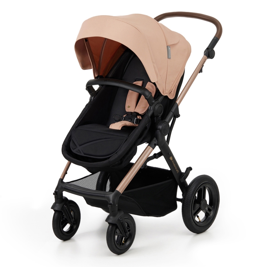 KINDERKRAFT-Multifunktionel barnevogn 3-i-1 MOOV 2 AIR Sandbeige + autostol MINK PRO