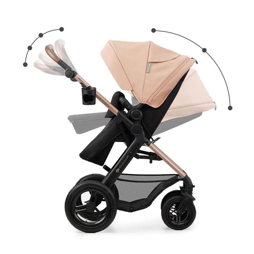 KINDERKRAFT-Multifunktionel barnevogn 3-i-1 MOOV 2 AIR Sandbeige + autostol MINK PRO