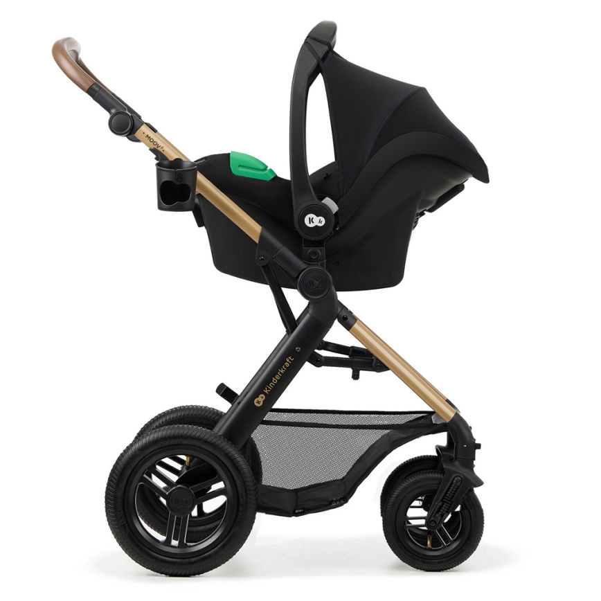 KINDERKRAFT-Multifunktionel barnevogn 3-i-1 MOOV 2 AIR sort + autostol MINK PRO