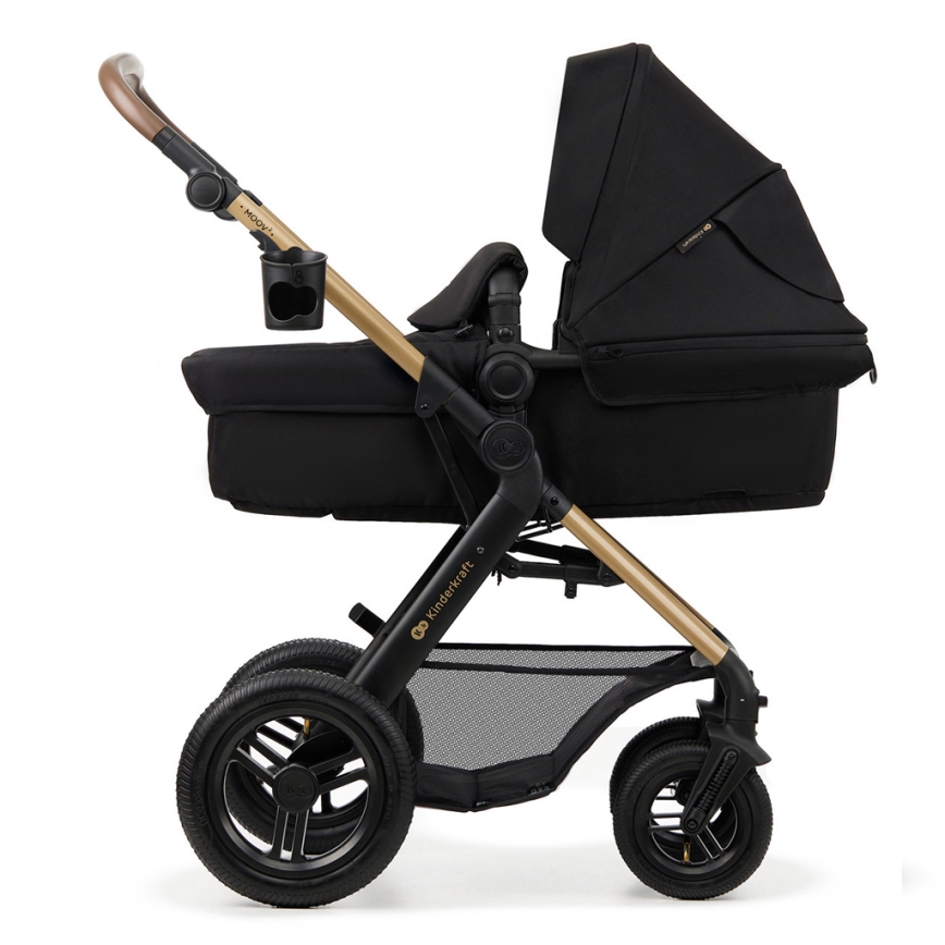 KINDERKRAFT-Multifunktionel barnevogn 3-i-1 MOOV 2 AIR sort + autostol MINK PRO