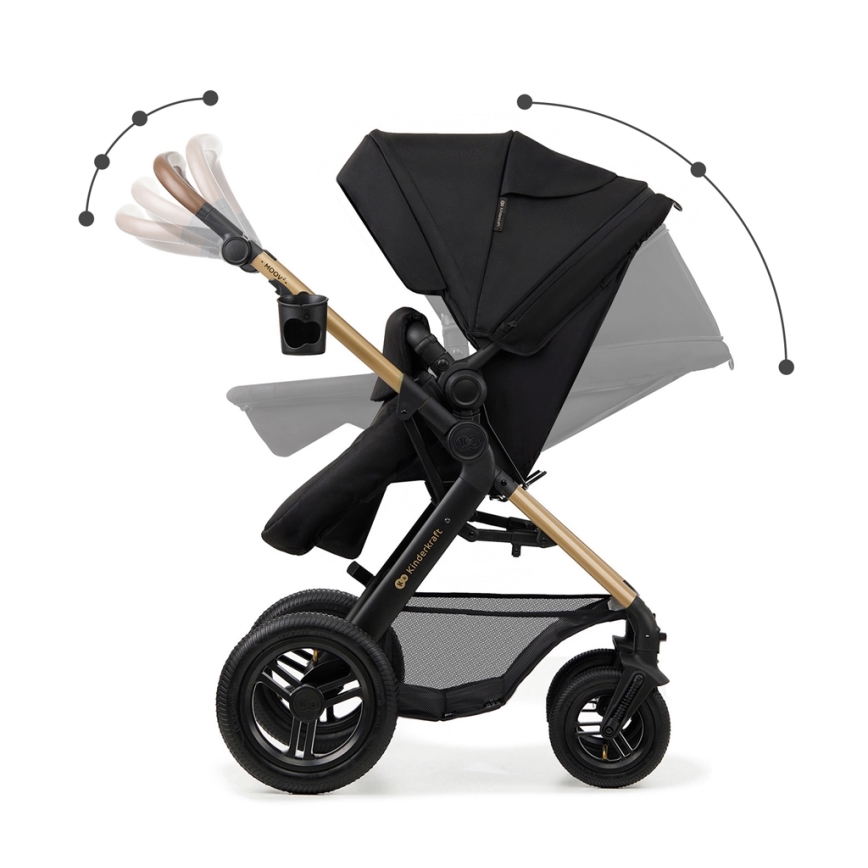 KINDERKRAFT-Multifunktionel barnevogn 3-i-1 MOOV 2 AIR sort + autostol MINK PRO