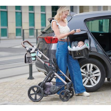 KINDERKRAFT-Multifunktionel barnevogn 3-i-1 MOOV 2 Moonlight grå + autostol MINK PRO