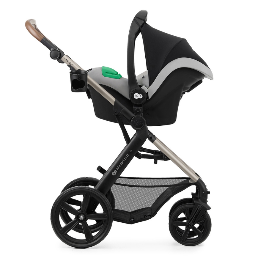 KINDERKRAFT-Multifunktionel barnevogn 3-i-1 MOOV 2 Moonlight grå + autostol MINK PRO