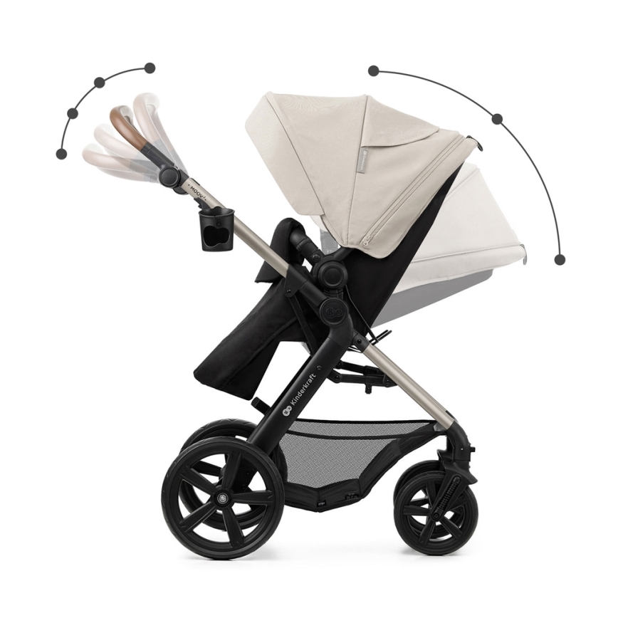 KINDERKRAFT-Multifunktionel barnevogn 3-i-1 MOOV 2 Moonlight grå + autostol MINK PRO