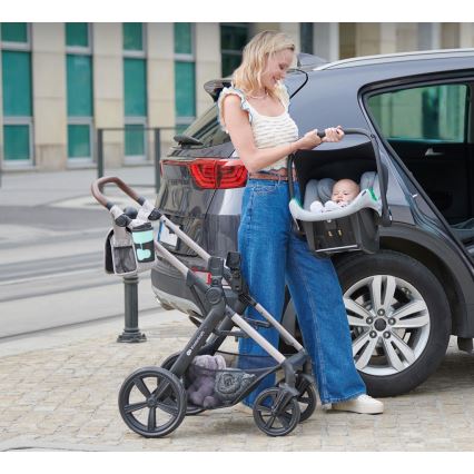 KINDERKRAFT - Multifunktionel barnevogn 3-i-1 MOOV 2 Sandbeige + autostol MINK PRO