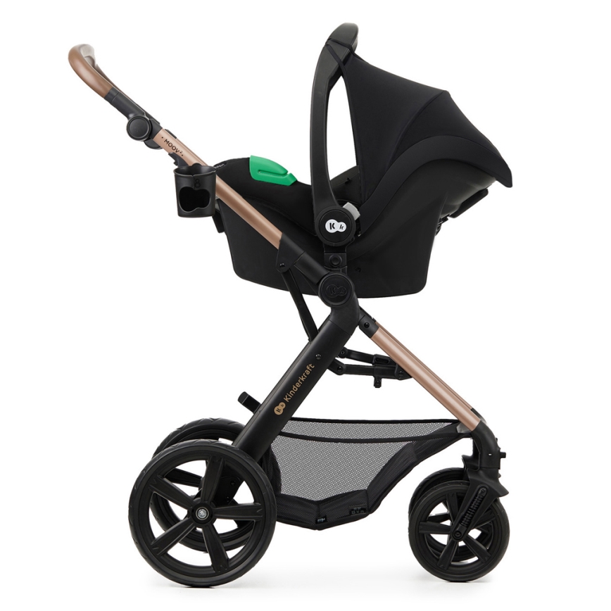 KINDERKRAFT - Multifunktionel barnevogn 3-i-1 MOOV 2 Sandbeige + autostol MINK PRO