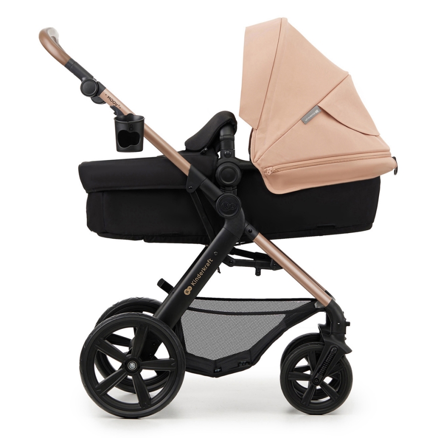 KINDERKRAFT - Multifunktionel barnevogn 3-i-1 MOOV 2 Sandbeige + autostol MINK PRO