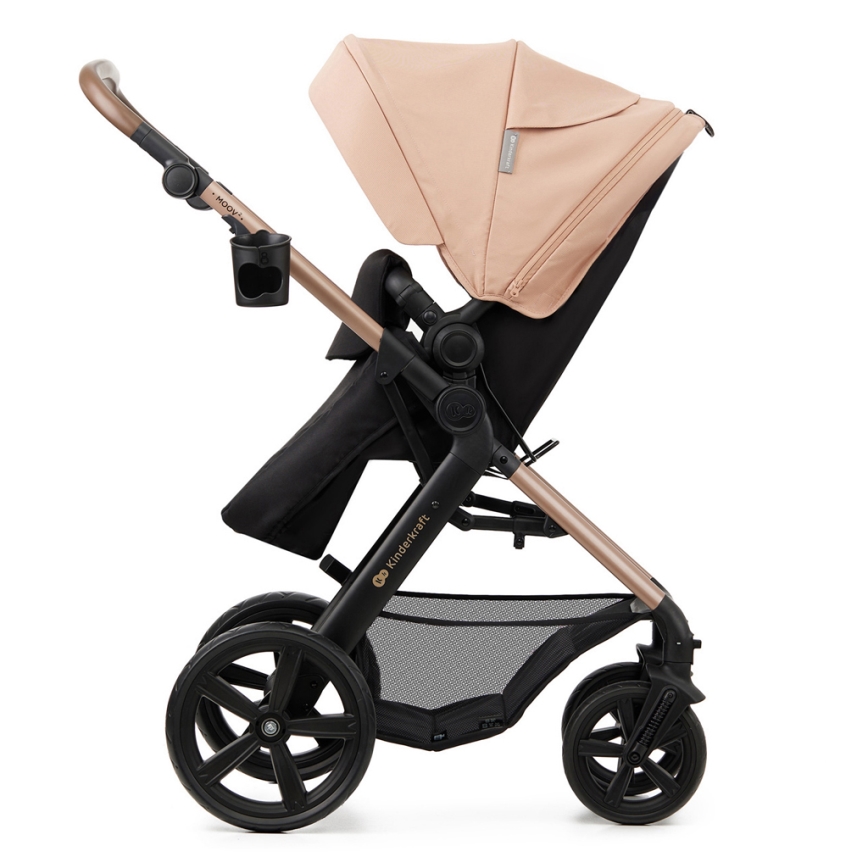KINDERKRAFT - Multifunktionel barnevogn 3-i-1 MOOV 2 Sandbeige + autostol MINK PRO