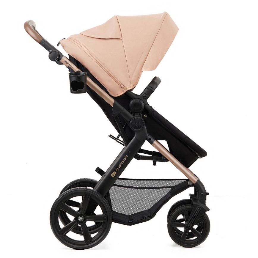 KINDERKRAFT - Multifunktionel barnevogn 3-i-1 MOOV 2 Sandbeige + autostol MINK PRO