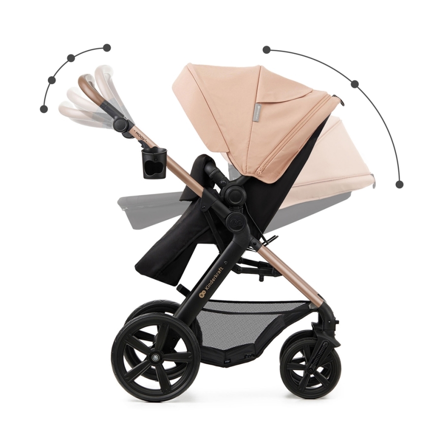 KINDERKRAFT - Multifunktionel barnevogn 3-i-1 MOOV 2 Sandbeige + autostol MINK PRO