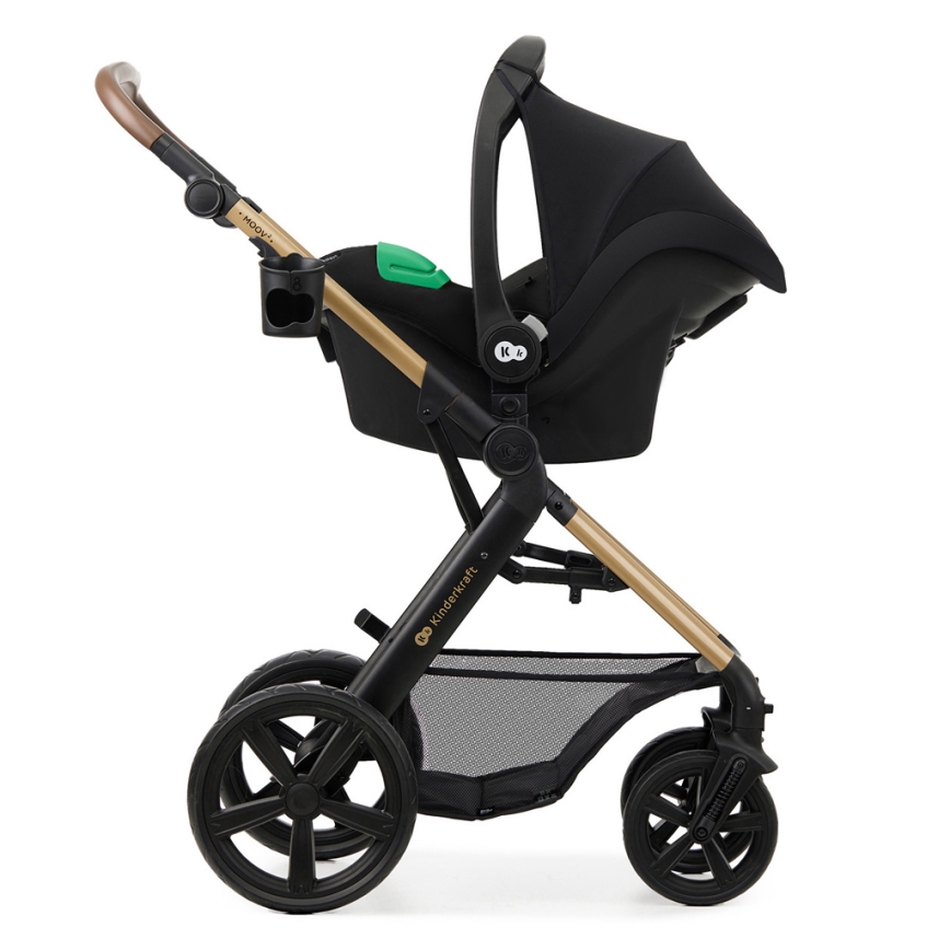 KINDERKRAFT - Multifunktionel barnevogn 3-i-1 MOOV 2 sort + autostol MINK PRO