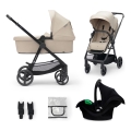 KINDERKRAFT - Multifunktionel barnevogn 3-i-1 NEWLY Sandbeige + autostol MINK PRO